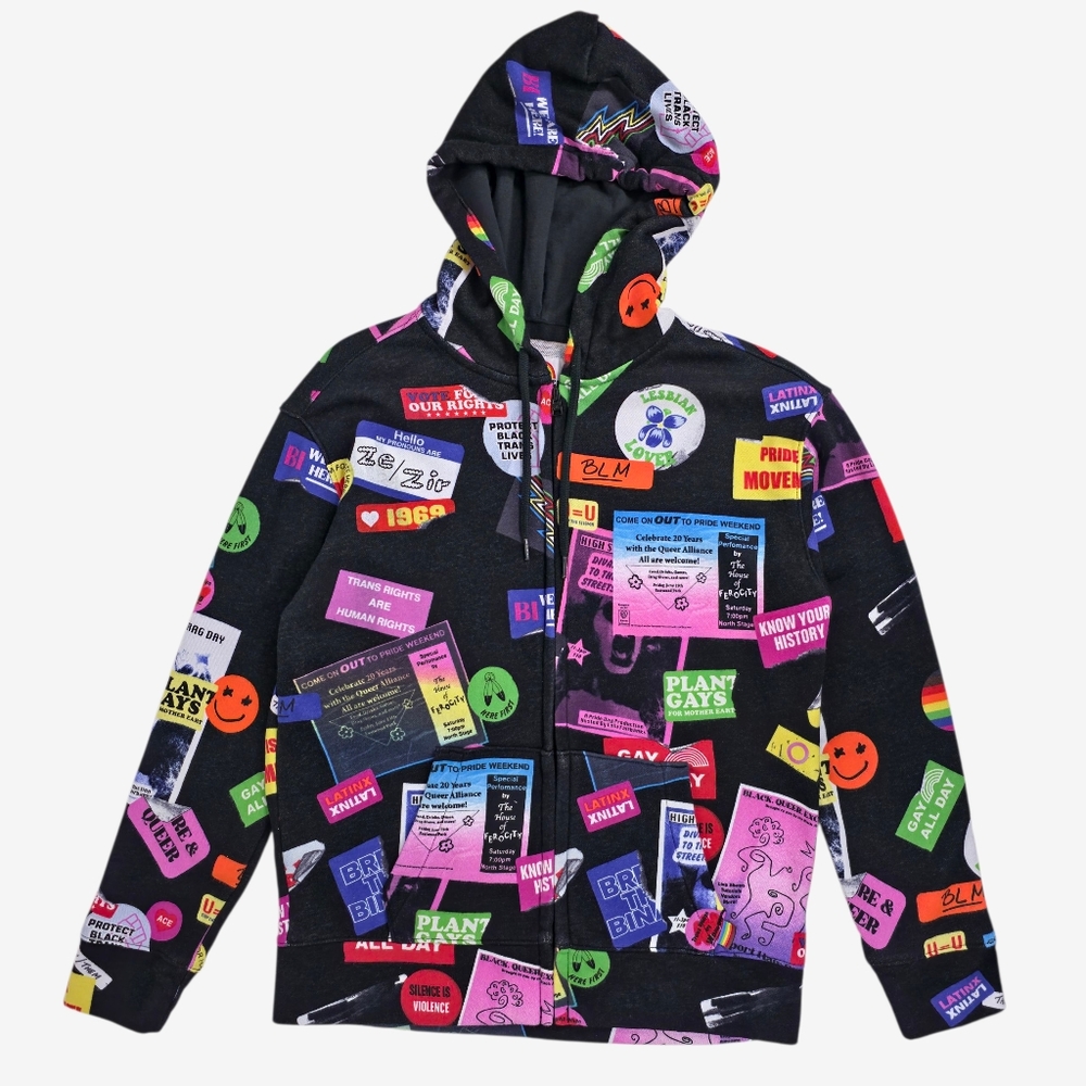 Hollister Wear It With Pride Hoodie Full Zip Up Jacket Rainbow Graphic Size S